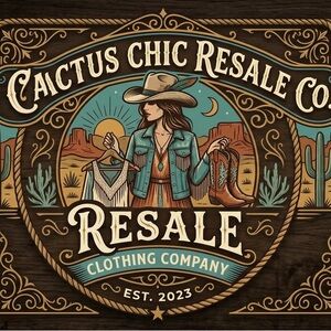 Cactus Chic Resale Co. Western Logo Tee Art - Turquoise & Brown